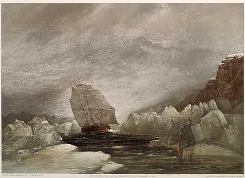 HMS Investigator im Eis vor Banks Island - Zeichnung von S.G. Cresswell