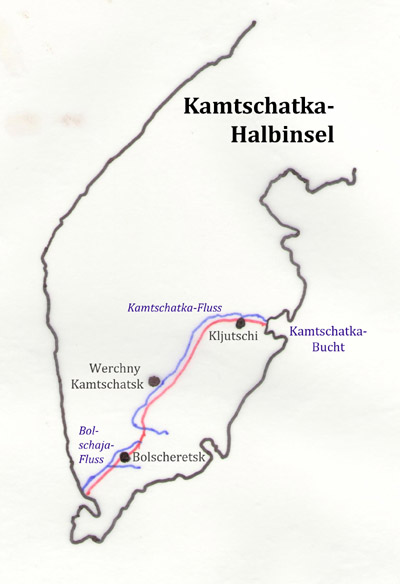 Schematische Karte der Expedition