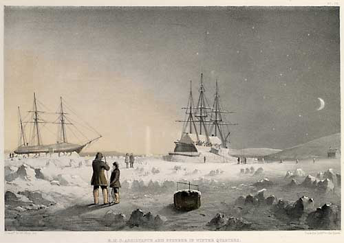 Expedition ships in their winter quarters