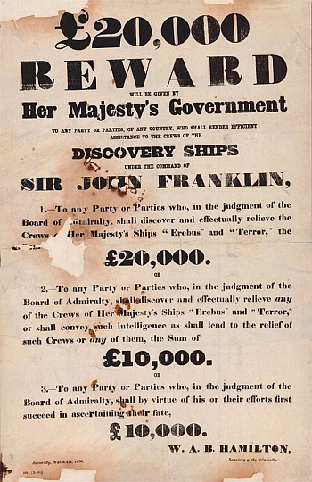 Ausgelobte Belohnung für die Auffindung Franklins oder seiner Schiffe