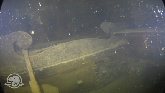 Koje, Schubladen und Regal im Unterdeck. copyright Parks Canada, Underwater Archaeology Team