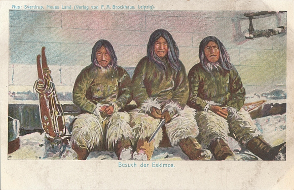 Postkarte Sverdrup - Besuch der Eskimos