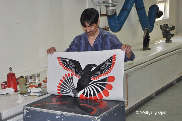 Printing in the workshop in Cape Dorset