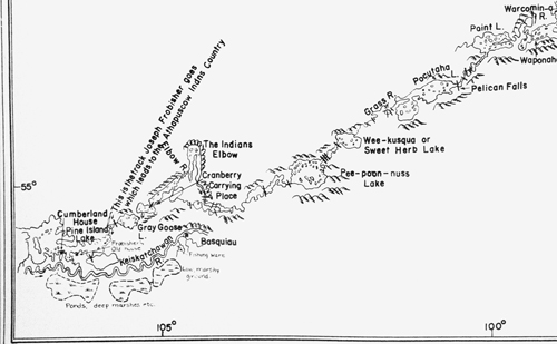 Ausschnitt einer Karte von Samuel Hearne