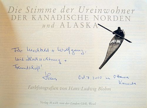 Hans Blohm - Widmung in seinem Buch