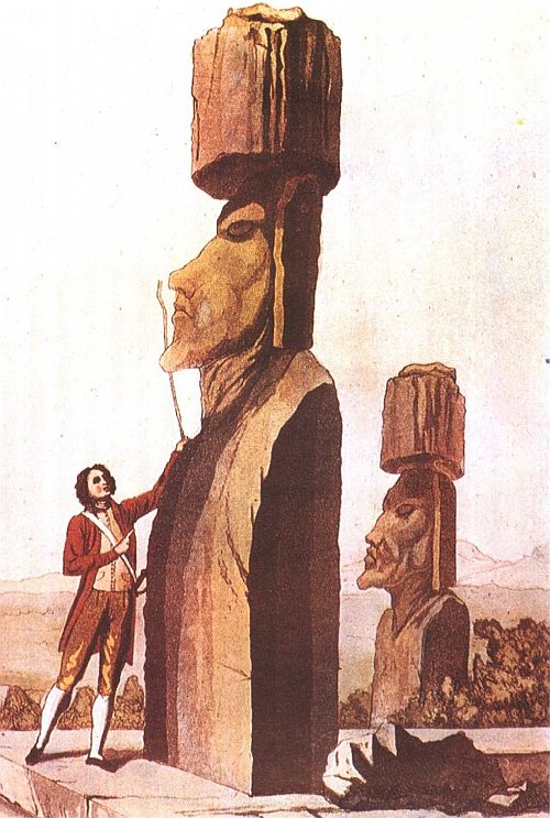 Frühe Darstellung von Moai